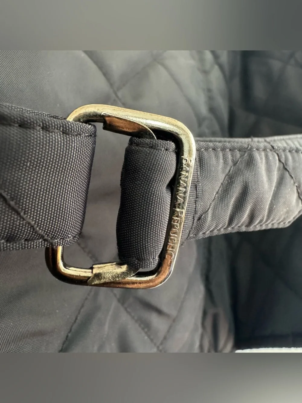 Vintage Banana Republic Quilted Vest Black Nylon Utility Adjustable Belt Unisex